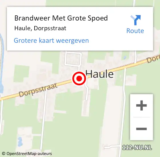 Locatie op kaart van de 112 melding: Brandweer Met Grote Spoed Naar Haule, Dorpsstraat op 6 juni 2020 00:10