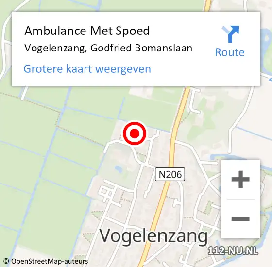 Locatie op kaart van de 112 melding: Ambulance Met Spoed Naar Vogelenzang, Godfried Bomanslaan op 6 juni 2020 00:27