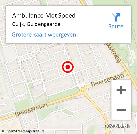 Locatie op kaart van de 112 melding: Ambulance Met Spoed Naar Cuijk, Guldengaarde op 6 juni 2020 01:49