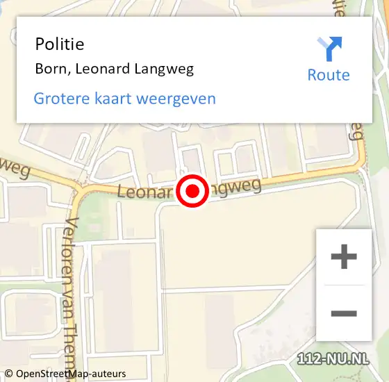 Locatie op kaart van de 112 melding: Politie Born, Leonard Langweg op 6 juni 2020 02:38