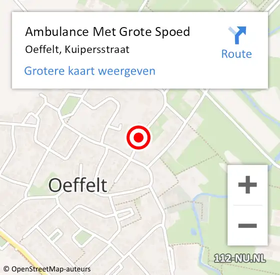 Locatie op kaart van de 112 melding: Ambulance Met Grote Spoed Naar Oeffelt, Kuipersstraat op 6 juni 2020 02:53