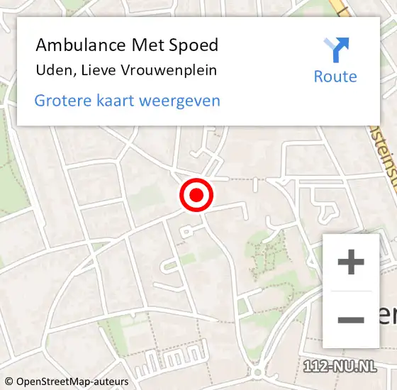 Locatie op kaart van de 112 melding: Ambulance Met Spoed Naar Uden, Lieve Vrouwenplein op 6 juni 2020 03:34