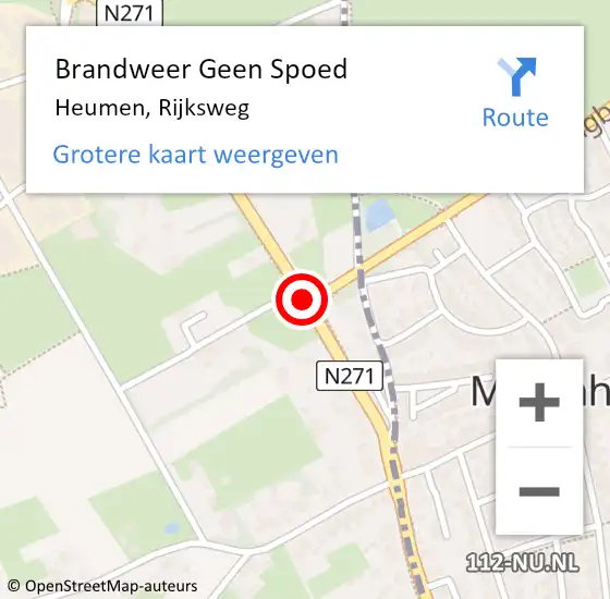 Locatie op kaart van de 112 melding: Brandweer Geen Spoed Naar Heumen, Rijksweg op 8 mei 2014 19:37