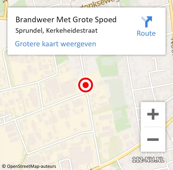 Locatie op kaart van de 112 melding: Brandweer Met Grote Spoed Naar Sprundel, Kerkeheidestraat op 6 juni 2020 06:01