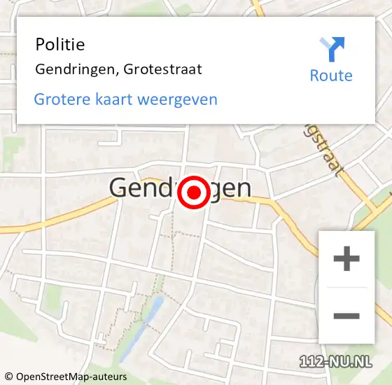 Locatie op kaart van de 112 melding: Politie Gendringen, Grotestraat op 6 juni 2020 07:27