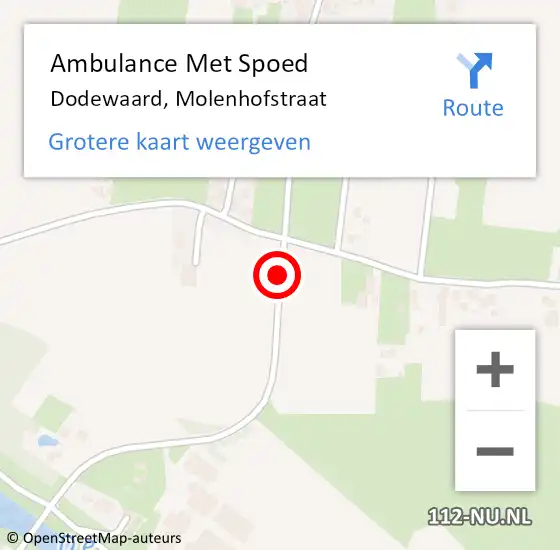 Locatie op kaart van de 112 melding: Ambulance Met Spoed Naar Dodewaard, Molenhofstraat op 6 juni 2020 09:06