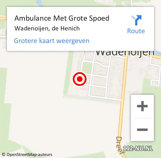 Locatie op kaart van de 112 melding: Ambulance Met Grote Spoed Naar Wadenoijen, de Henich op 6 juni 2020 10:51