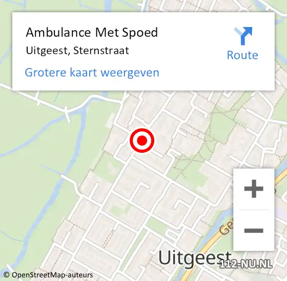 Locatie op kaart van de 112 melding: Ambulance Met Spoed Naar Uitgeest, Sternstraat op 6 juni 2020 11:08