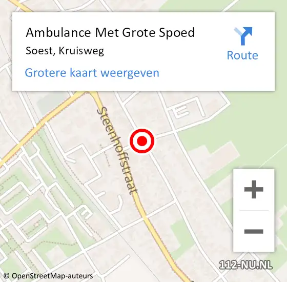Locatie op kaart van de 112 melding: Ambulance Met Grote Spoed Naar Soest, Kruisweg op 8 mei 2014 20:11