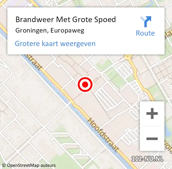 Locatie op kaart van de 112 melding: Brandweer Met Grote Spoed Naar Groningen, Europaweg op 6 juni 2020 12:50