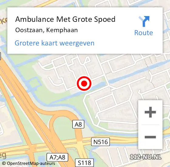 Locatie op kaart van de 112 melding: Ambulance Met Grote Spoed Naar Oostzaan, Kemphaan op 6 juni 2020 13:09