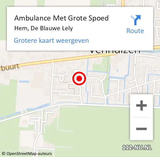 Locatie op kaart van de 112 melding: Ambulance Met Grote Spoed Naar Hem, De Blauwe Lely op 6 juni 2020 13:39