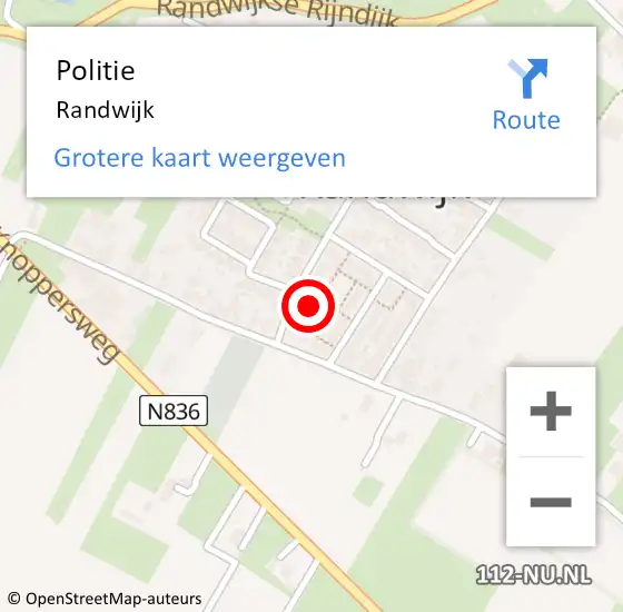 Locatie op kaart van de 112 melding: Politie Randwijk op 6 juni 2020 13:48