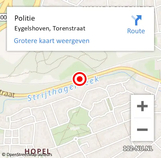 Locatie op kaart van de 112 melding: Politie Eygelshoven, Torenstraat op 6 juni 2020 14:21