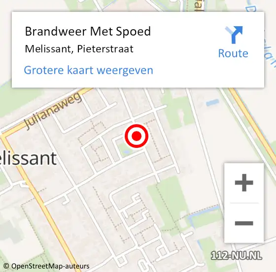 Locatie op kaart van de 112 melding: Brandweer Met Spoed Naar Melissant, Pieterstraat op 6 juni 2020 17:25