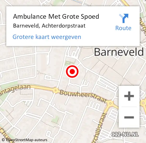 Locatie op kaart van de 112 melding: Ambulance Met Grote Spoed Naar Barneveld, Achterdorpstraat op 6 juni 2020 17:35