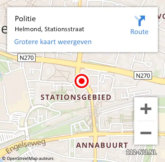 Locatie op kaart van de 112 melding: Politie Helmond, Stationsstraat op 6 juni 2020 17:47