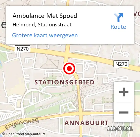 Locatie op kaart van de 112 melding: Ambulance Met Spoed Naar Helmond, Stationsstraat op 6 juni 2020 17:47