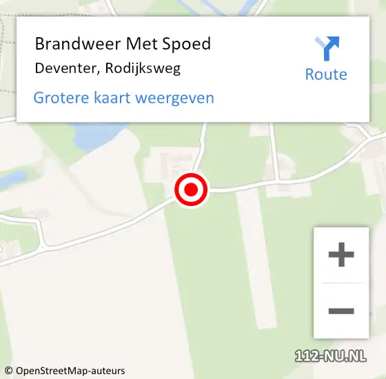 Locatie op kaart van de 112 melding: Brandweer Met Spoed Naar Deventer, Rodijksweg op 6 juni 2020 18:05