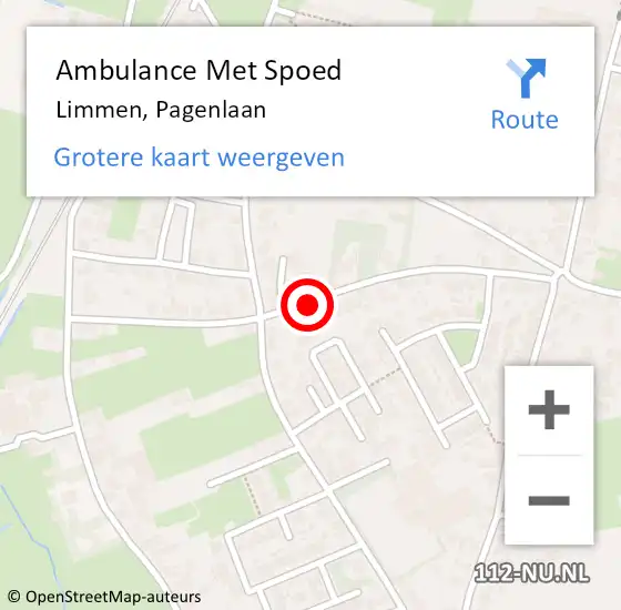 Locatie op kaart van de 112 melding: Ambulance Met Spoed Naar Limmen, Pagenlaan op 6 juni 2020 18:17