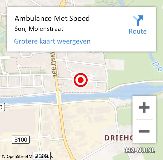 Locatie op kaart van de 112 melding: Ambulance Met Spoed Naar Son, Molenstraat op 6 juni 2020 18:35