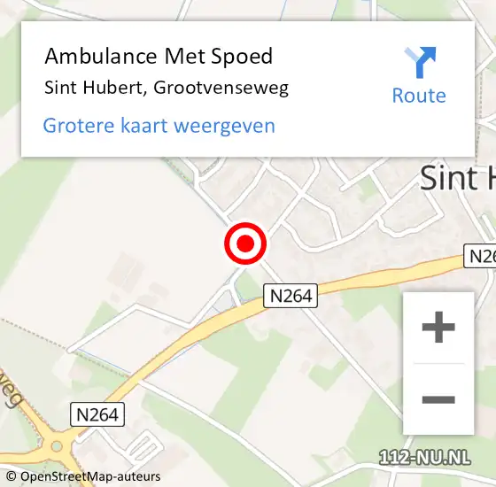 Locatie op kaart van de 112 melding: Ambulance Met Spoed Naar Sint Hubert, Grootvenseweg op 6 juni 2020 18:38