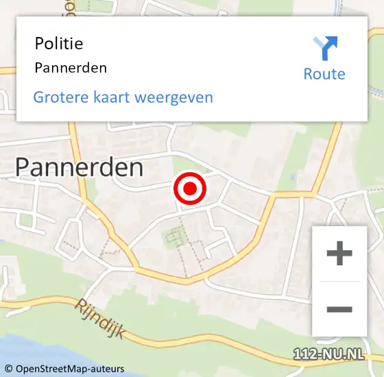 Locatie op kaart van de 112 melding: Politie Pannerden op 6 juni 2020 19:09