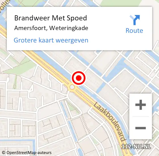 Locatie op kaart van de 112 melding: Brandweer Met Spoed Naar Amersfoort, Weteringkade op 6 juni 2020 20:11