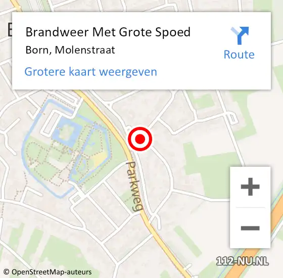 Locatie op kaart van de 112 melding: Brandweer Met Grote Spoed Naar Born, Molenstraat op 6 juni 2020 20:26