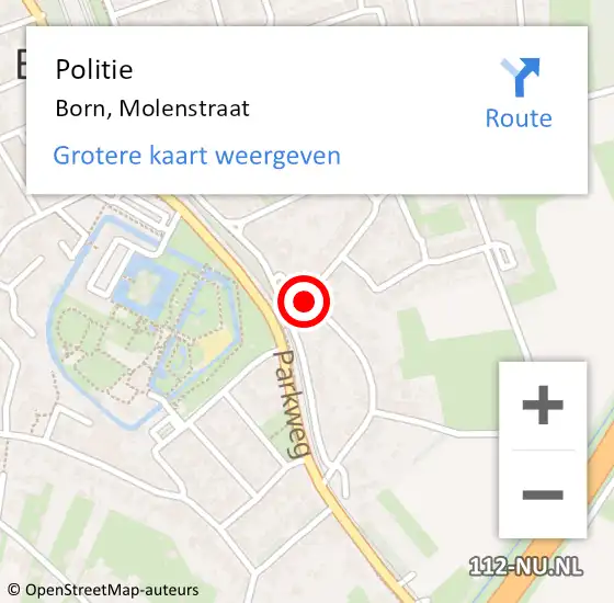 Locatie op kaart van de 112 melding: Politie Born, Molenstraat op 6 juni 2020 21:00