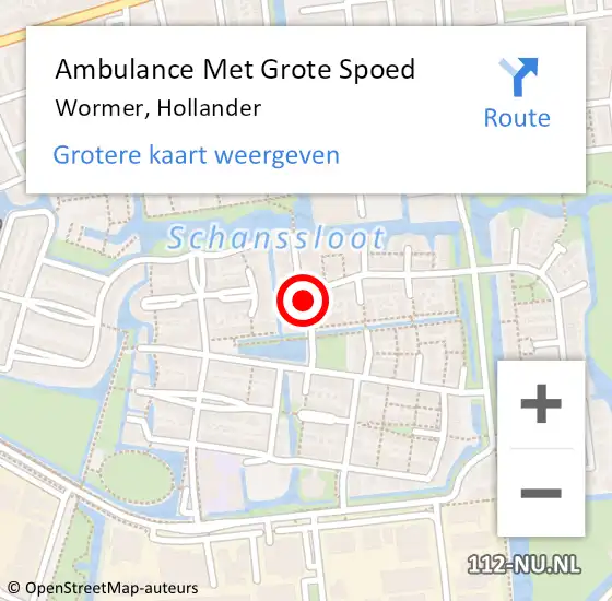 Locatie op kaart van de 112 melding: Ambulance Met Grote Spoed Naar Wormer, Hollander op 6 juni 2020 22:10