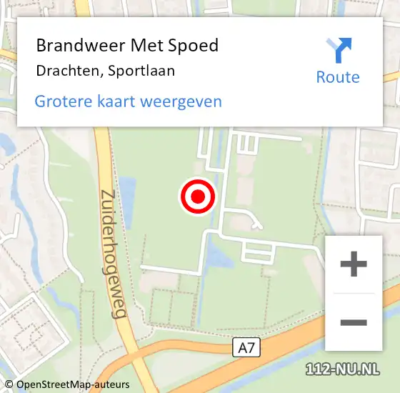 Locatie op kaart van de 112 melding: Brandweer Met Spoed Naar Drachten, Sportlaan op 6 juni 2020 22:57