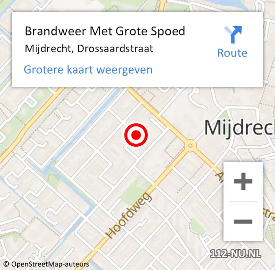 Locatie op kaart van de 112 melding: Brandweer Met Grote Spoed Naar Mijdrecht, Drossaardstraat op 6 juni 2020 23:00