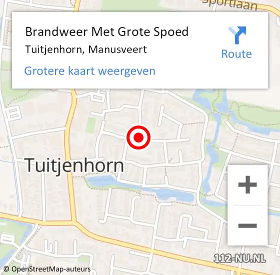 Locatie op kaart van de 112 melding: Brandweer Met Grote Spoed Naar Tuitjenhorn, Manusveert op 7 juni 2020 00:59