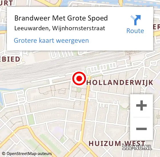 Locatie op kaart van de 112 melding: Brandweer Met Grote Spoed Naar Leeuwarden, Wijnhornsterstraat op 7 juni 2020 01:42