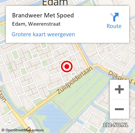 Locatie op kaart van de 112 melding: Brandweer Met Spoed Naar Edam, Weerenstraat op 7 juni 2020 03:26