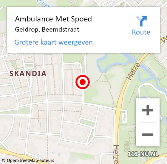 Locatie op kaart van de 112 melding: Ambulance Met Spoed Naar Geldrop, Beemdstraat op 7 juni 2020 04:39