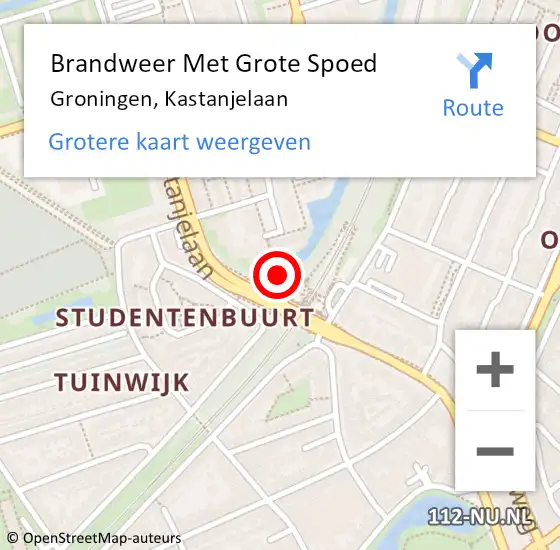 Locatie op kaart van de 112 melding: Brandweer Met Grote Spoed Naar Groningen, Kastanjelaan op 7 juni 2020 05:20