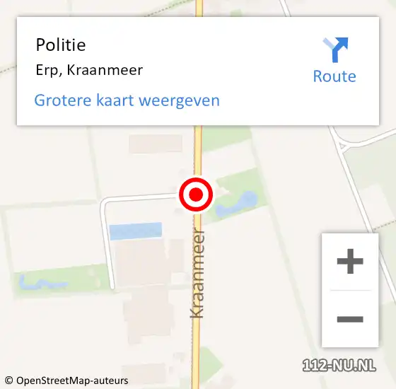 Locatie op kaart van de 112 melding: Politie Erp, Kraanmeer op 7 juni 2020 06:09