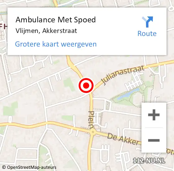 Locatie op kaart van de 112 melding: Ambulance Met Spoed Naar Vlijmen, Akkerstraat op 7 juni 2020 10:18