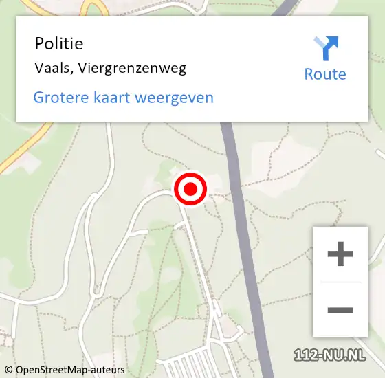 Locatie op kaart van de 112 melding: Politie Vaals, Viergrenzenweg op 7 juni 2020 11:39