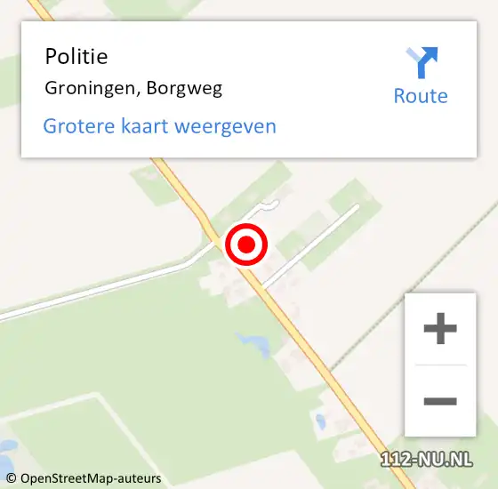 Locatie op kaart van de 112 melding: Politie Groningen, Borgweg op 7 juni 2020 12:34