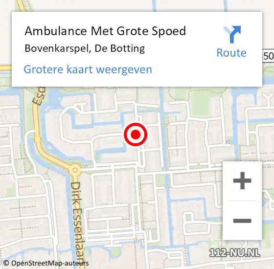 Locatie op kaart van de 112 melding: Ambulance Met Grote Spoed Naar Bovenkarspel, De Botting op 7 juni 2020 13:35