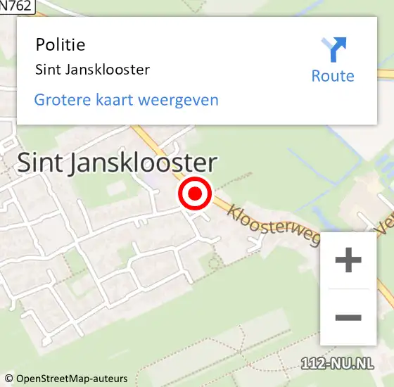 Locatie op kaart van de 112 melding: Politie Sint Jansklooster op 7 juni 2020 13:46