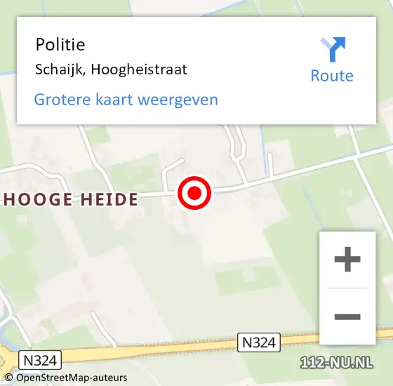 Locatie op kaart van de 112 melding: Politie Schaijk, Hoogheistraat op 7 juni 2020 16:20