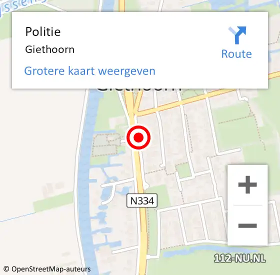 Locatie op kaart van de 112 melding: Politie Giethoorn op 7 juni 2020 16:23