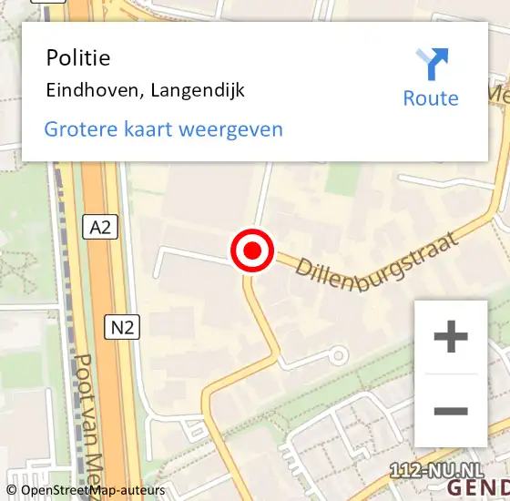 Locatie op kaart van de 112 melding: Politie Eindhoven, Langendijk op 7 juni 2020 16:27