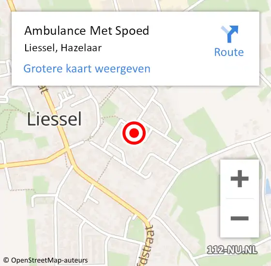 Locatie op kaart van de 112 melding: Ambulance Met Spoed Naar Liessel, Hazelaar op 7 juni 2020 17:57