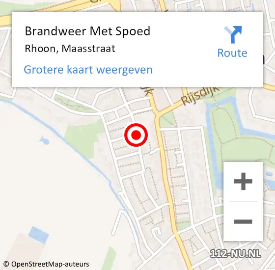 Locatie op kaart van de 112 melding: Brandweer Met Spoed Naar Rhoon, Maasstraat op 7 juni 2020 20:37