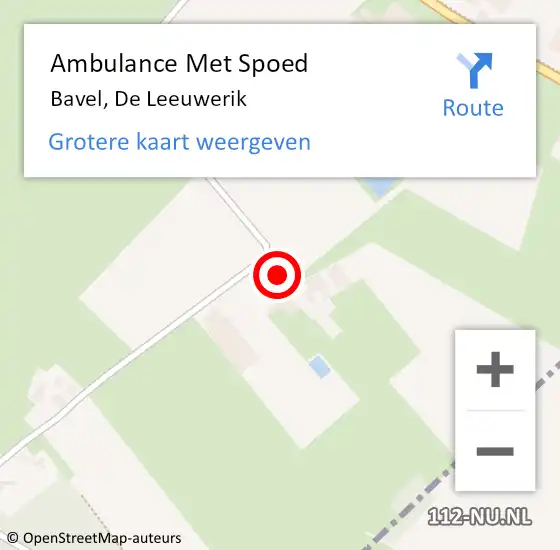 Locatie op kaart van de 112 melding: Ambulance Met Spoed Naar Bavel, De Leeuwerik op 8 mei 2014 23:15